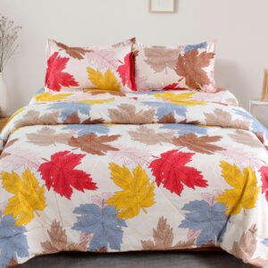 Autumn Leaves Stripped AC Comforter Bedsheet Set