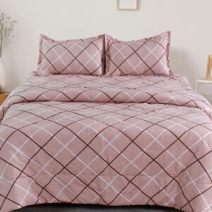 Beige Colored Striped 210 TC Double Bed AC Comforter Bedding Set