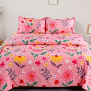 Bumble Bells Flower Printed Double Bed AC Comforter Bedsheet Set