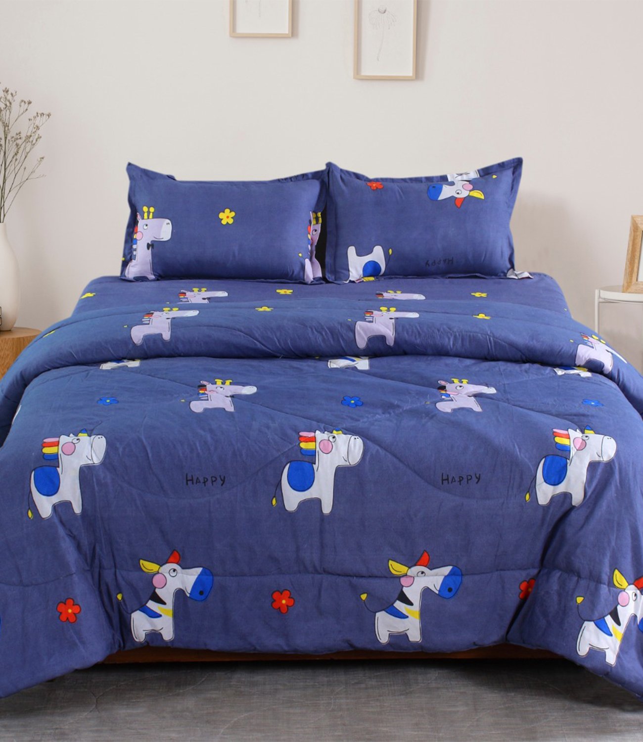 Kids Printed Double Bed AC Comforted Bedsheet Set